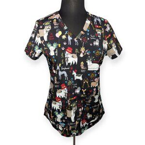 Koi Basics Leslie Top Fancy Party Scrub Top Size Small NWT